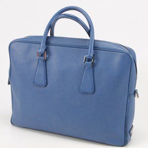 Prada Saffiano Leather Briefcase - Cobalt Blue